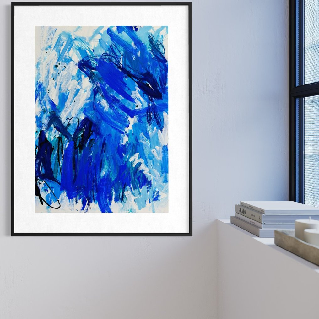 Cristine Balarine - Open sea swimming - panel 2 of 2 _ original abstract paintings on fine art paper #1.0