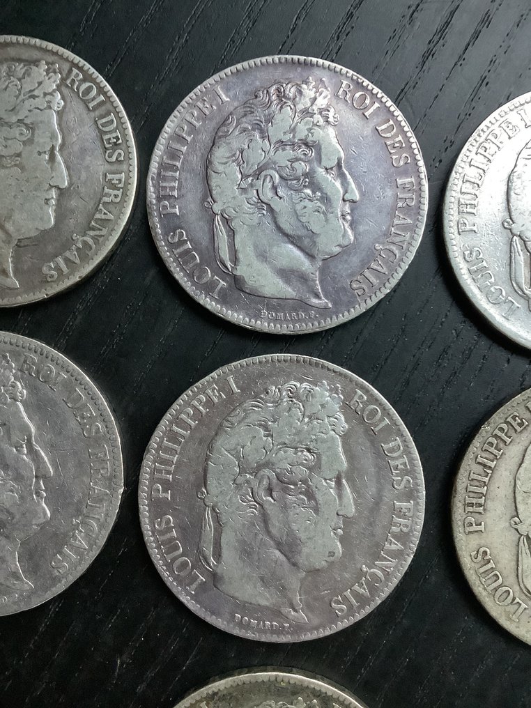 法国. Louis Philippe I. 5 Francs 1834/1837 (7 munten)  (没有保留价) #2.1