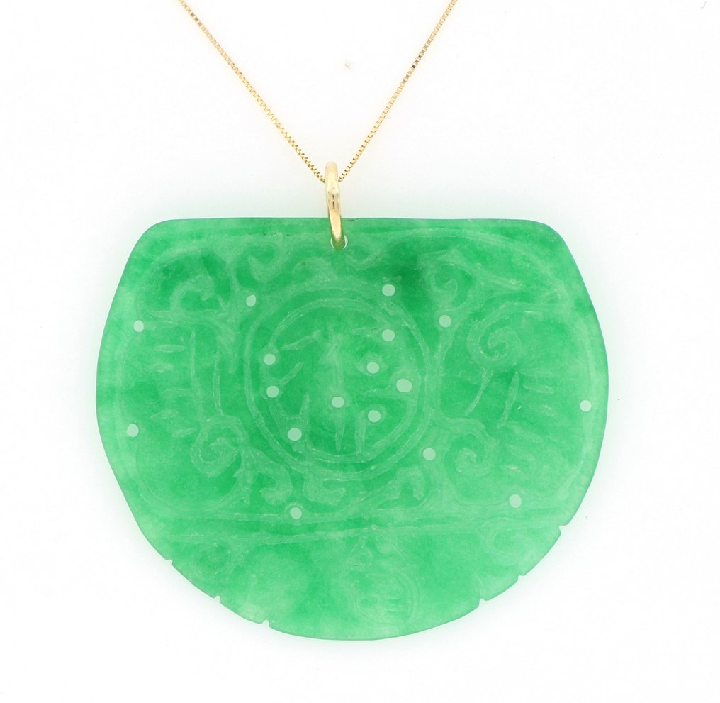 Sem preço de reserva - Colar com pingente - 18 K Ouro amarelo Jade #1.0
