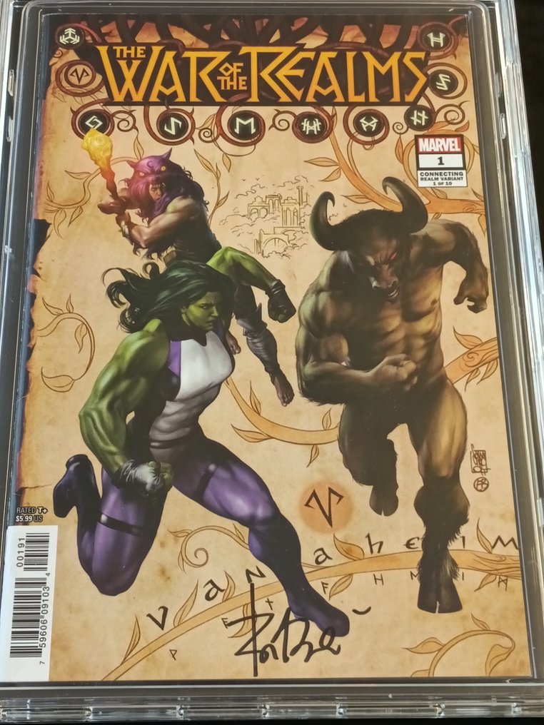 The War of the Realms #1 - Giuseppe Camuncoli Connecting Realm Variant - EGC 9.8 - Custom Label - Signed by Elia Bonetti - 1 Signed graded comic - 第一版 - 2019 #2.1