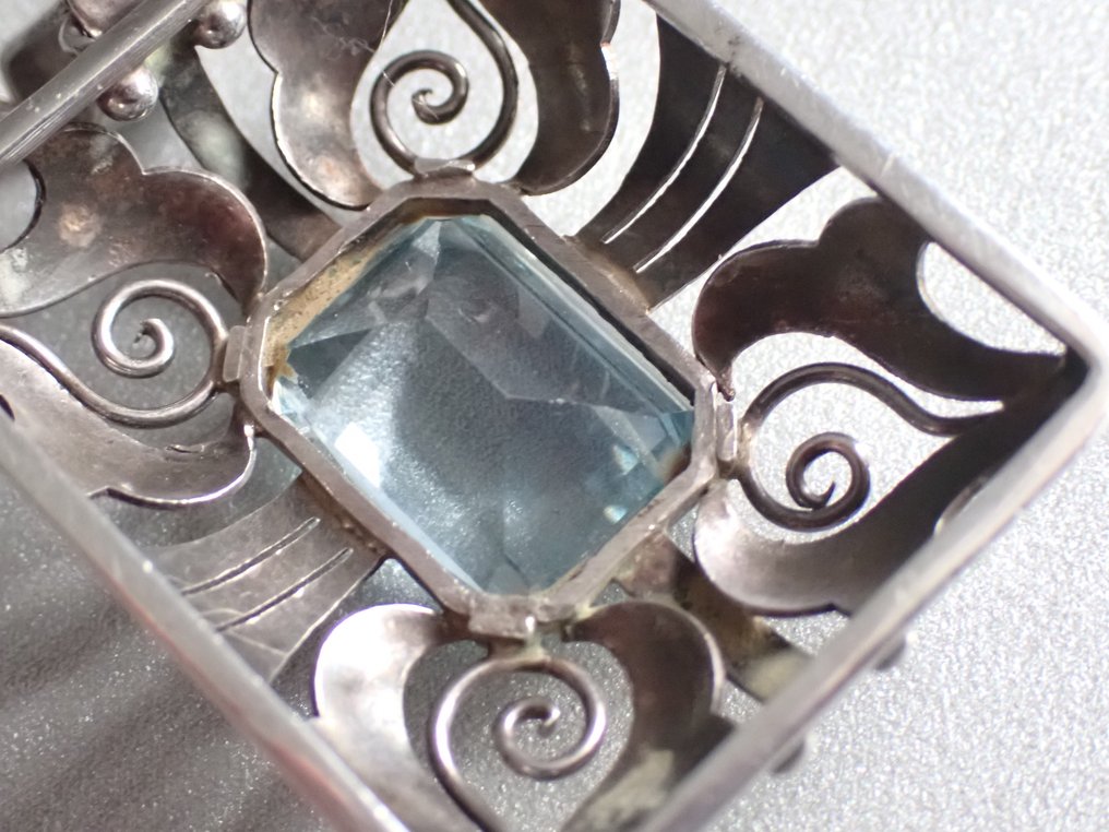 Spinel - Argint - Colier cu pandantiv - Art Deco Spinel-Topaas #4.3