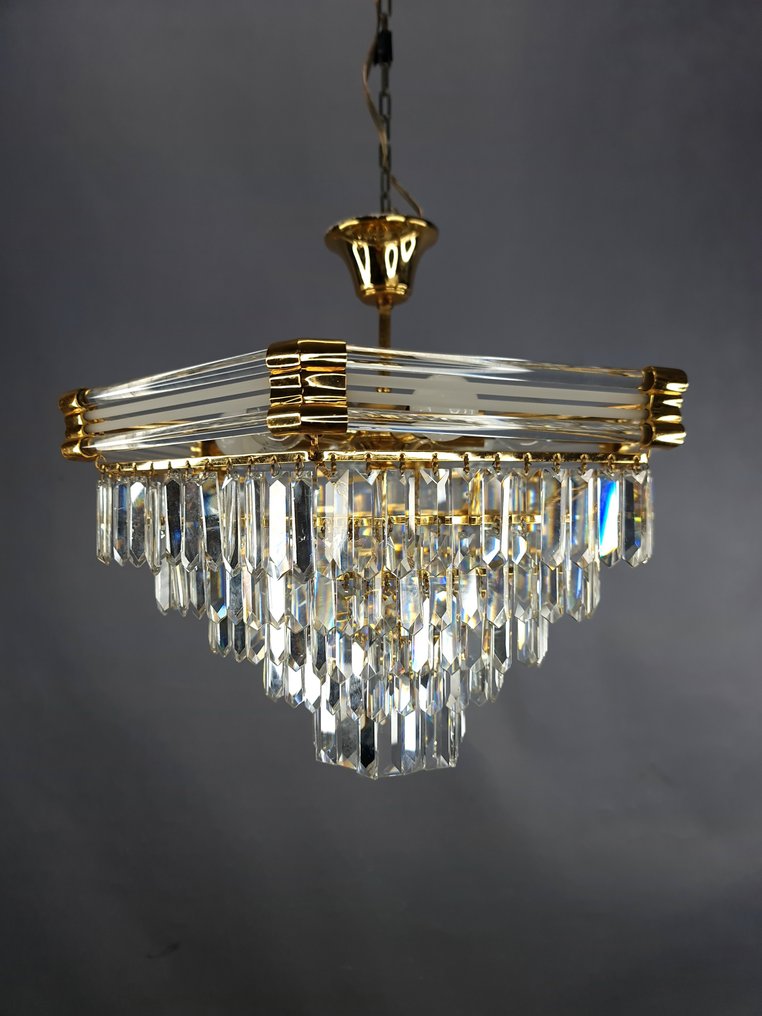 Φωτιστικό οροφής - Κρυστάλλοι βράχου - Ορείχαλκος, Κρύσταλλο - Λάμπα από κρυστάλλους #1.0