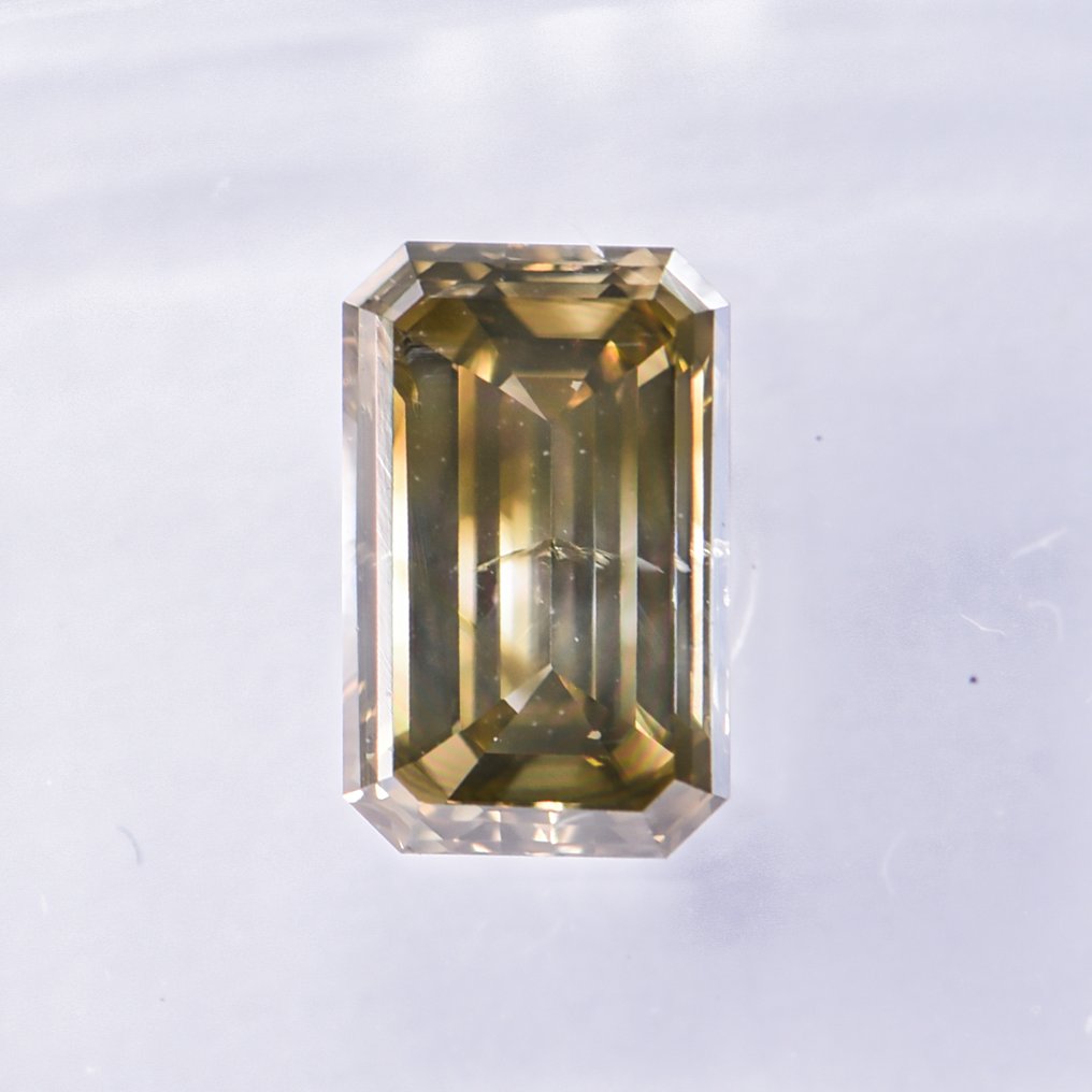 没有保留价 - 1 pcs 钻石  (天然色彩的)  - 1.04 ct - 祖母绿 - Fancy deep 稍帶灰色的, 绿色 黄色 - SI2 微内含二级 - 国际宝石研究院（IGI） - VG #2.1