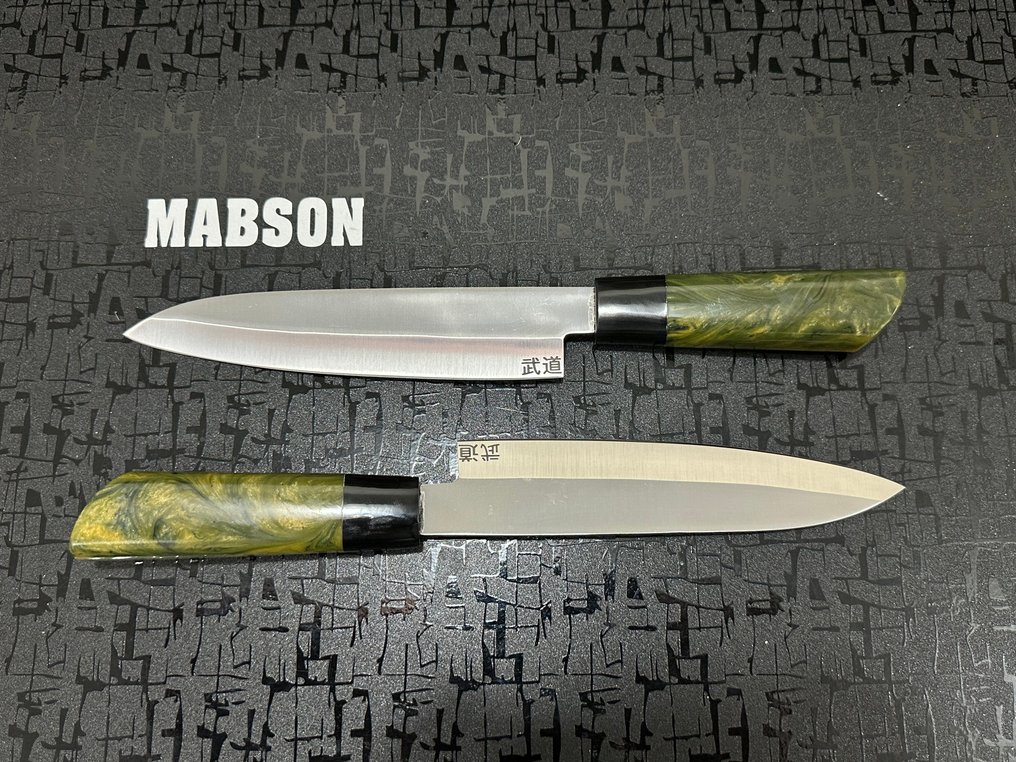 Gyuto - 廚刀 - Chef's knife -  锤纹特殊D2钢日本Gyuto厨师刀 - 人体工学混色树脂手柄 - 日本 #1.0