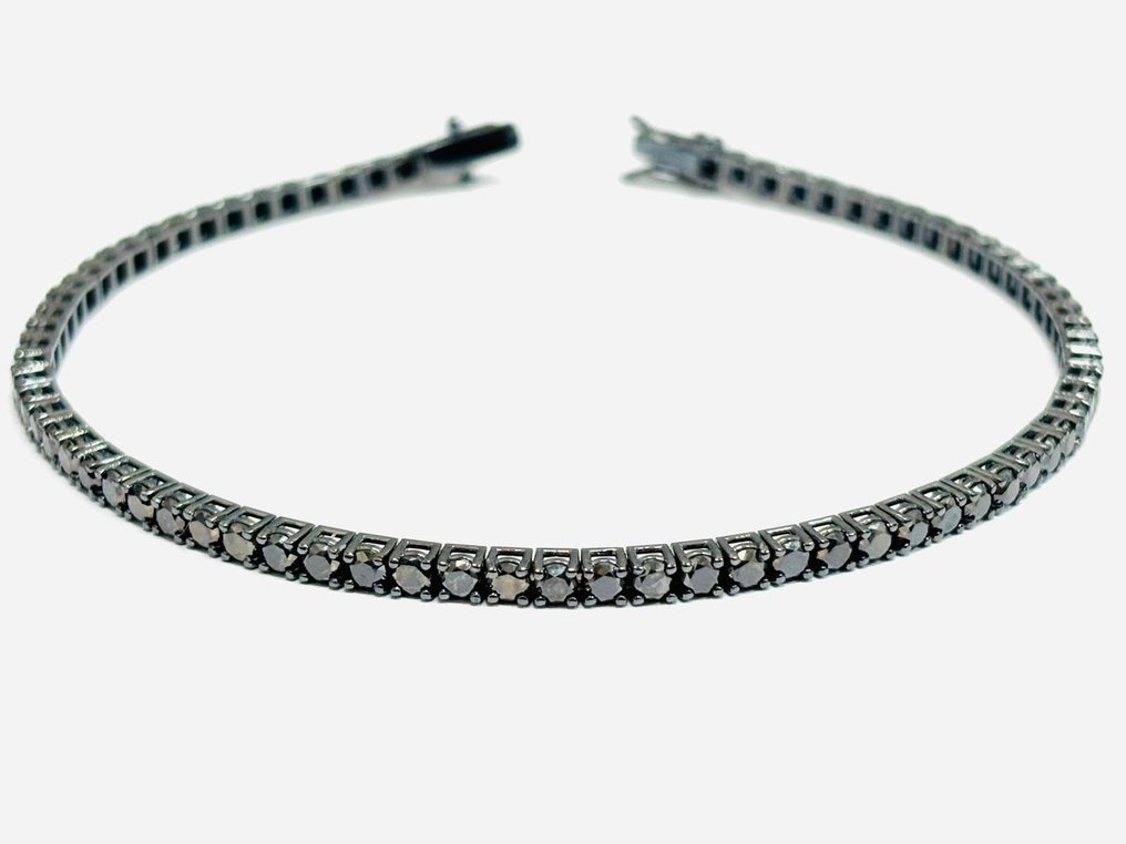 Βραχιόλι τένις - 18 καράτια Λευκός χρυσός -  8.35ct. tw. Διαμάντι (Επεξεργασμένου χρώματος)  - Κατασκευασμένο στην Ιταλία #1.0