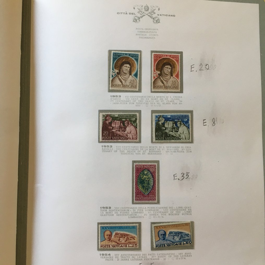 梵蒂冈城  - 贝拉梵蒂冈城邮票收藏，从1953年至1995年，全部为新邮票。 #3.2