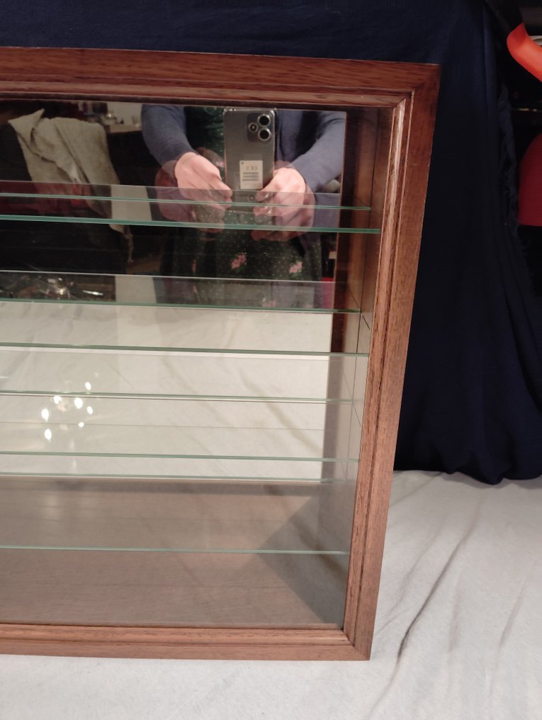 Handwerksarbeit H0 - Modeltrein (1) - Kleine vitrine voor locomotieven, 5 rijen, spiegelhintergrund #2.1