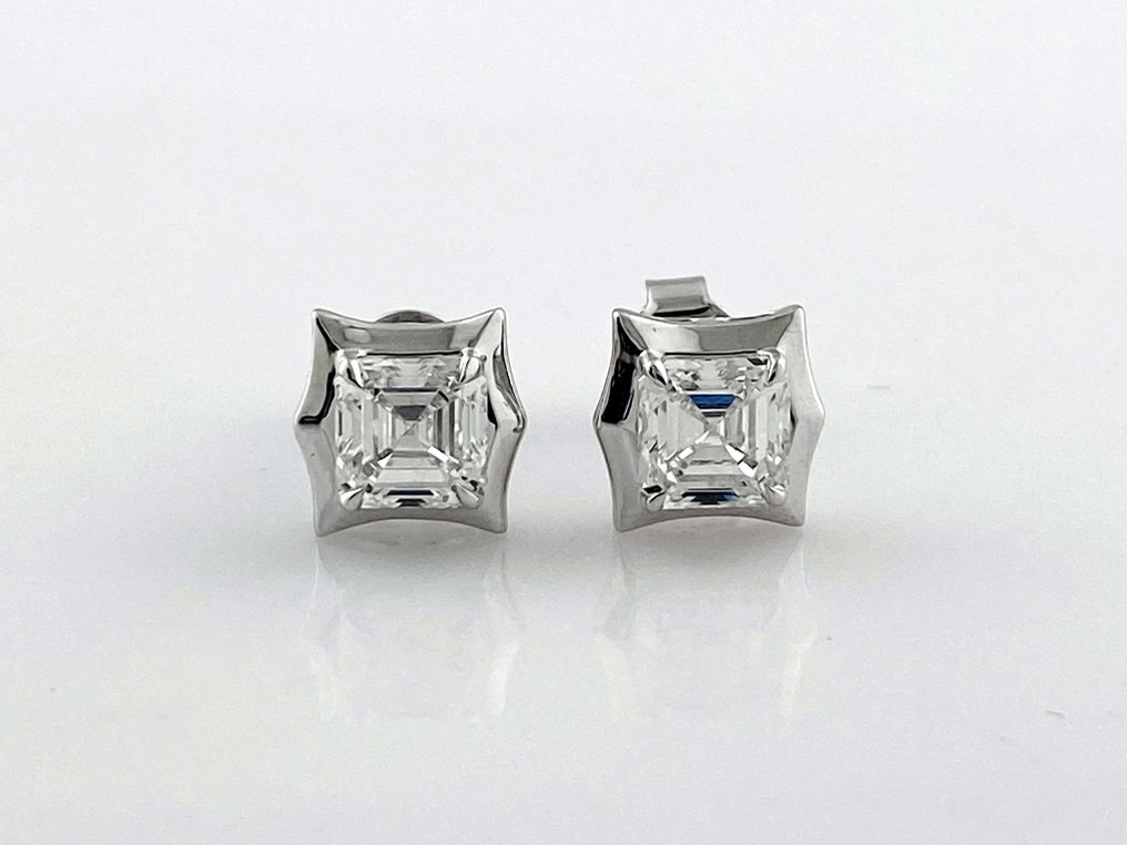 沒有保留價 - 耳環 - 14 克拉 白金 -  2.09ct. tw. 鉆石 (實驗室培育) #1.0