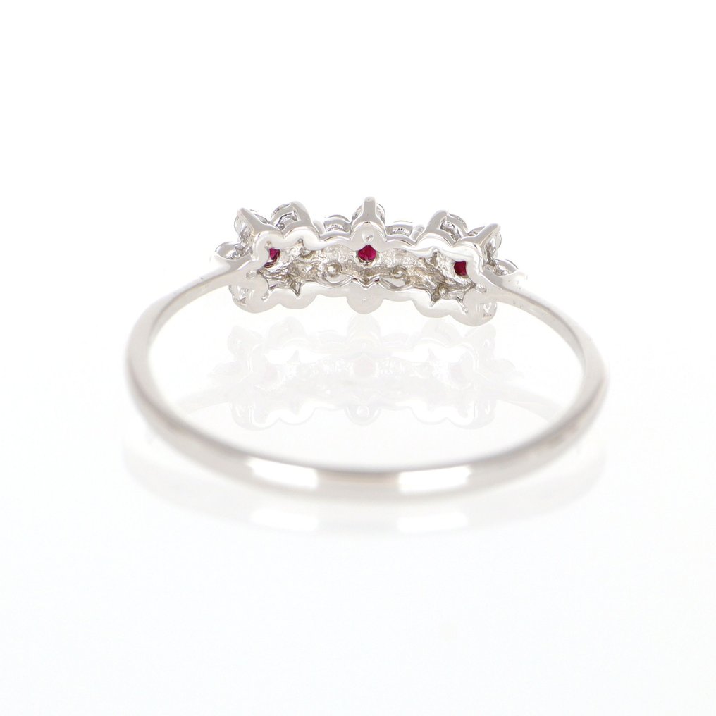 沒有保留價 - 戒指 - 18 克拉 白金 鉆石 (天然) - 紅寶石 #3.2