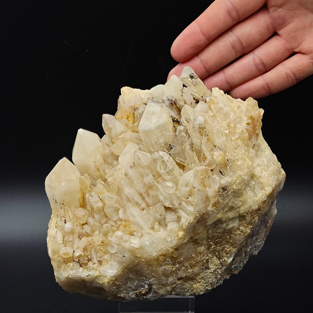 QUARZI GIALLI ALPINI, STORT og ESTETISK Krystaller i indlejring - Høyde: 134 mm - Bredde: 113 mm- 1.07 kg #1.0