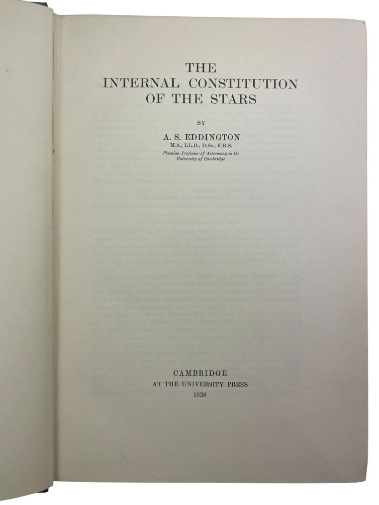 Arthur Eddington - The Internal Constitution of the Stars - 1926 #1.0