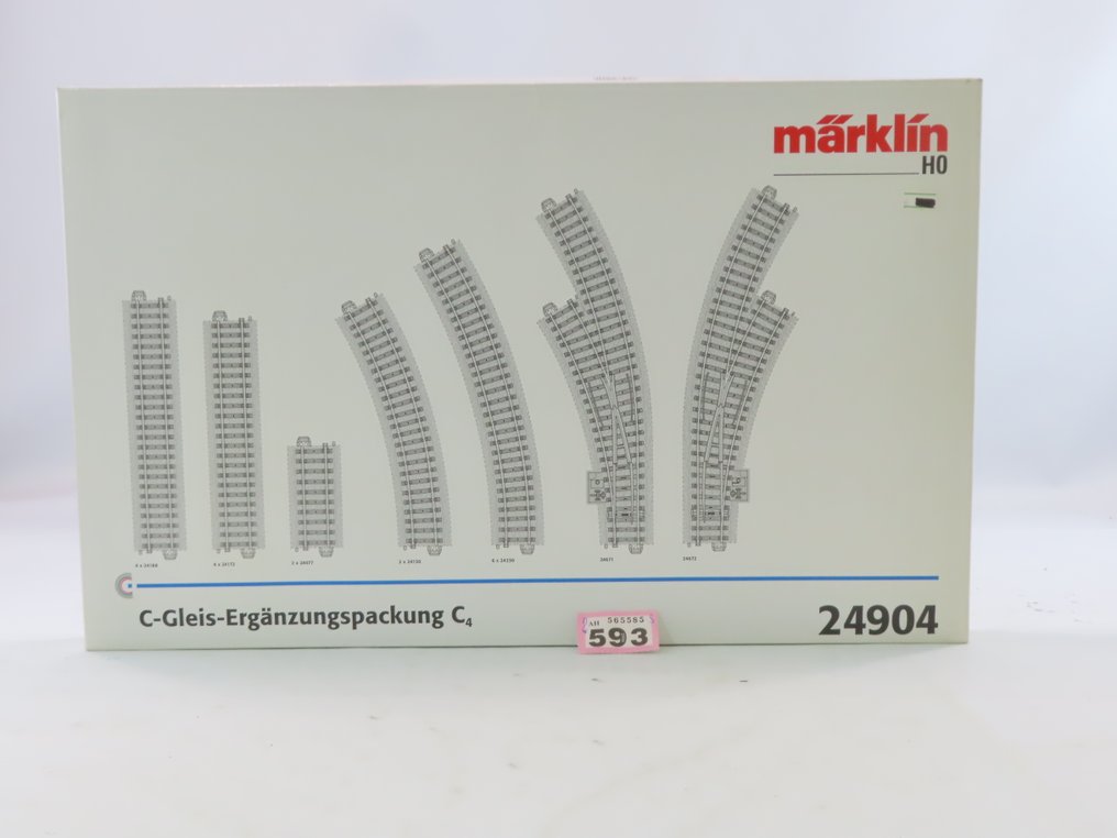 Märklin H0轨 - 24904 - 模型火车车轨 (1) - 20件套C4扩展套装，包括弯曲/右侧轨道装置和左/右弯曲手动换轨器。 #4.3