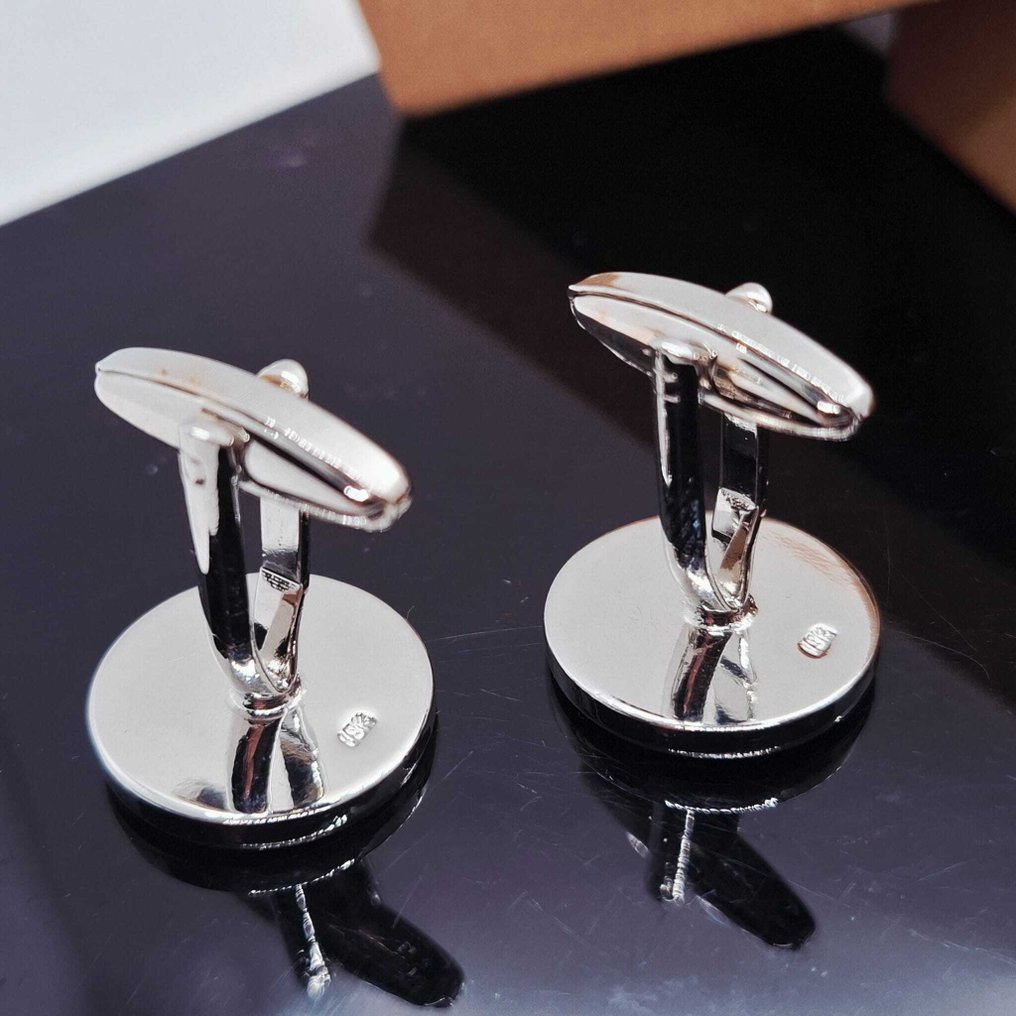 Laminated white gold (18k). - Cufflinks - Mercedes #4.3