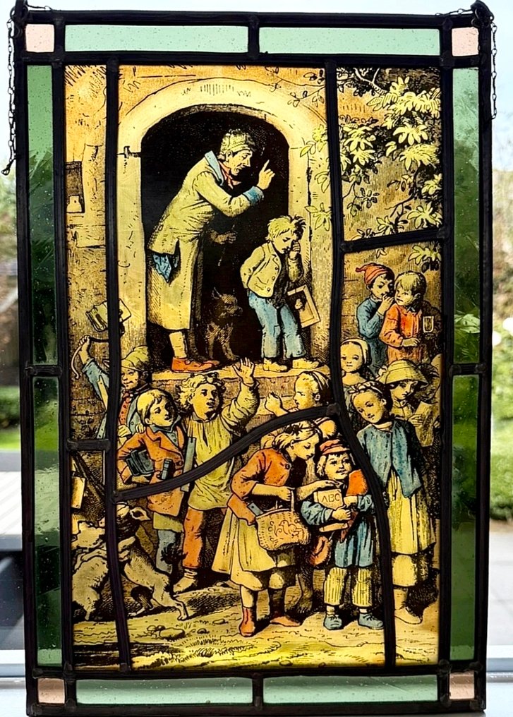 Glassmaleri - Munich School – Painted stained glass panel, Grisaille & polychrome enamels – Germany - det tjuende århundre #1.0