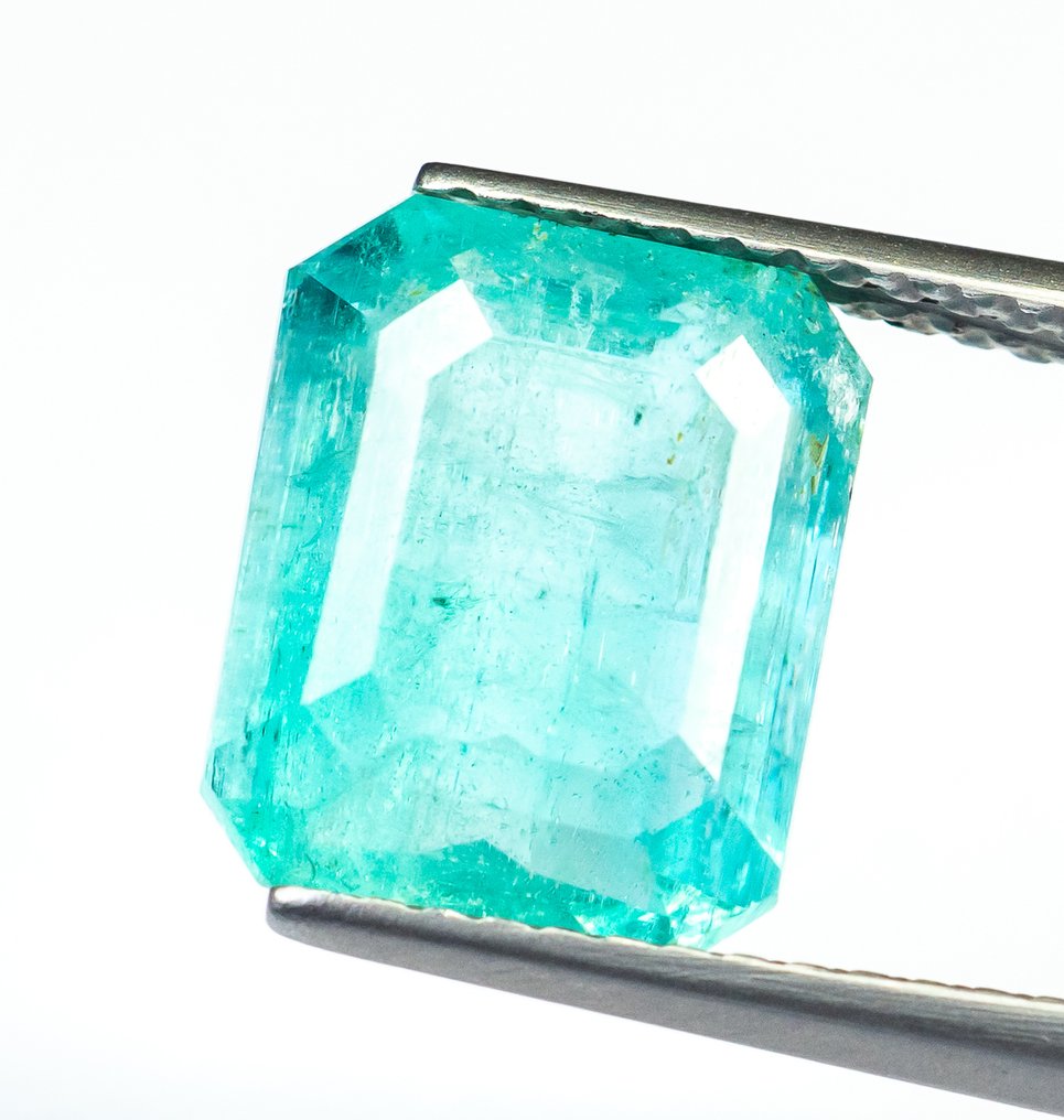 No Reserve Price Emerald - 4.46 ct - Bellerophon Gemlab - Bluish Green (Nigeria) #1.0