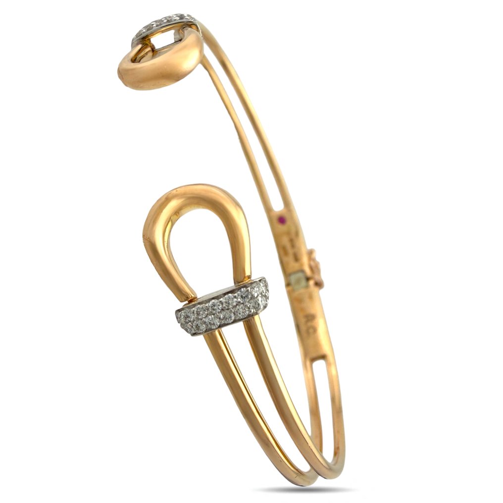 Roberto Coin - Rannekoru - 18 kt. Ruusukulta, Eksklusiivinen 18K ruusukullasta valmistettu Roberto Coin 0,17 ct timanttisaranrannekoru -  0.17ct. tw. Timantti (Luonnollinen)  #3.2