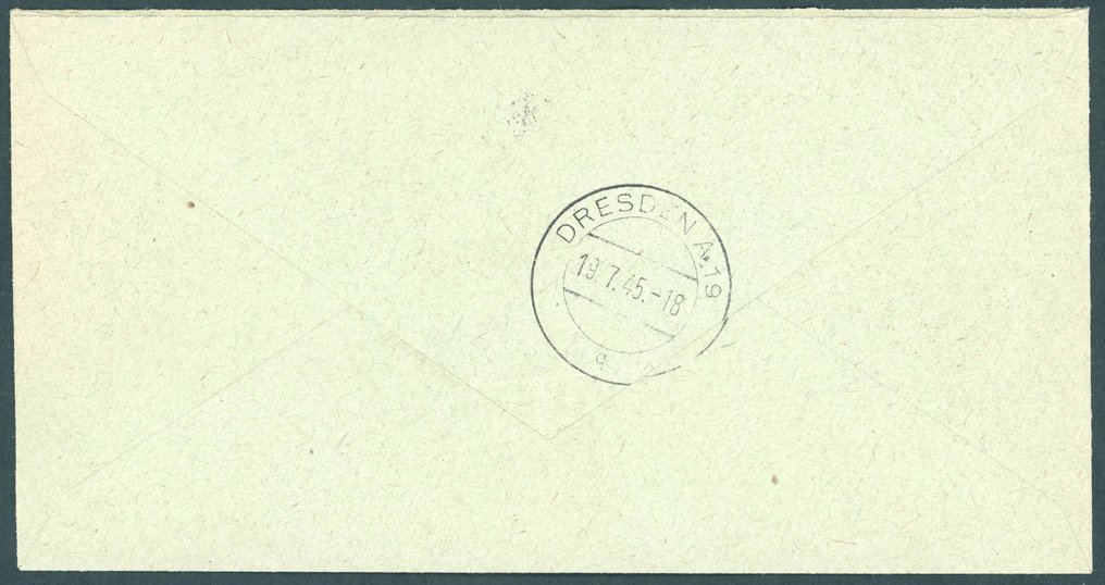 Editiile locale germane 1945 - Imprimare combinată Kehr 3+Z+Z+5 Pf Hitler cu supratipărire pe scrisoare R poștabilă către Dresda #1.0