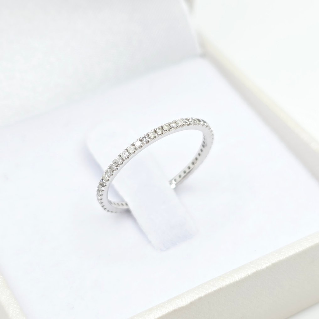 没有保留价 - 戒指 - 14K包金 白金 - 0.27ct. tw. 钻石 (天然) #4.3