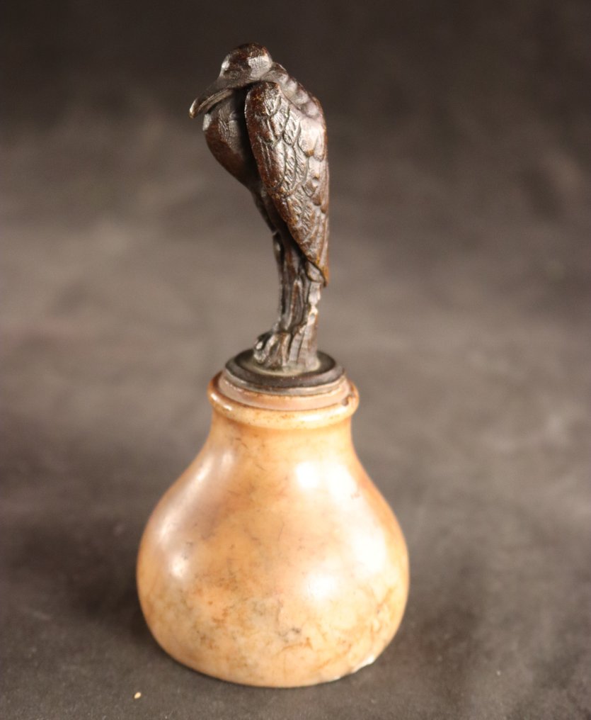 Art Nouveau - Escultura, Maraboe - 12 cm - Bronce, Alabastro #2.1