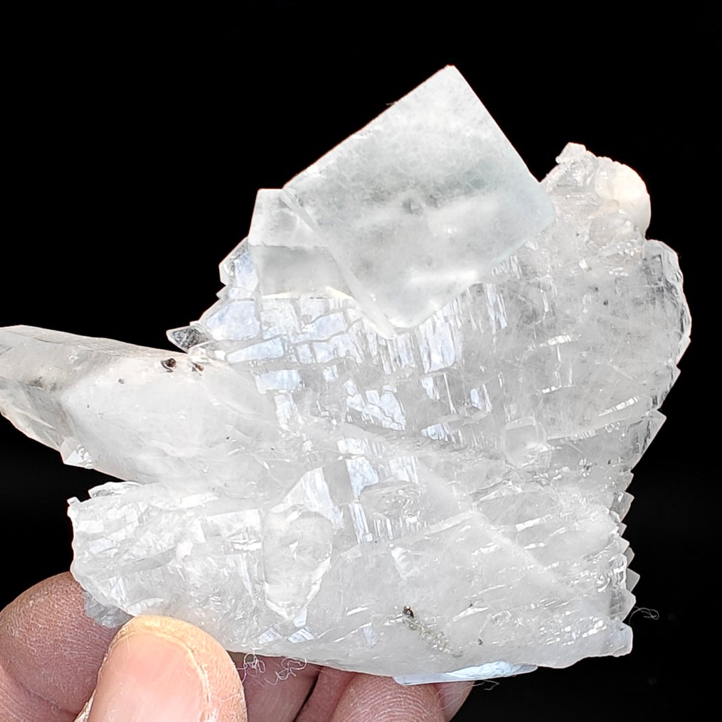 Fluorite Cristallo fantasmato su quarzo - Altezza: 10 cm - Larghezza: 7 cm- 131 g #2.1