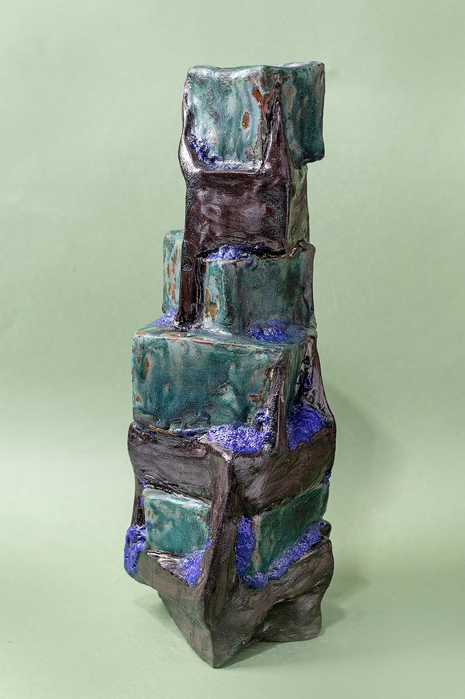 Natasha Breen - Vaas - Klei - Cobalt Ruïnes #4.3