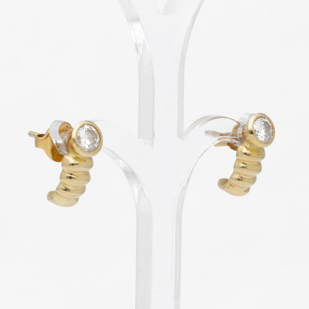 耳環 - 14 克拉 黃金 鉆石 (天然) - Solitair #4.3