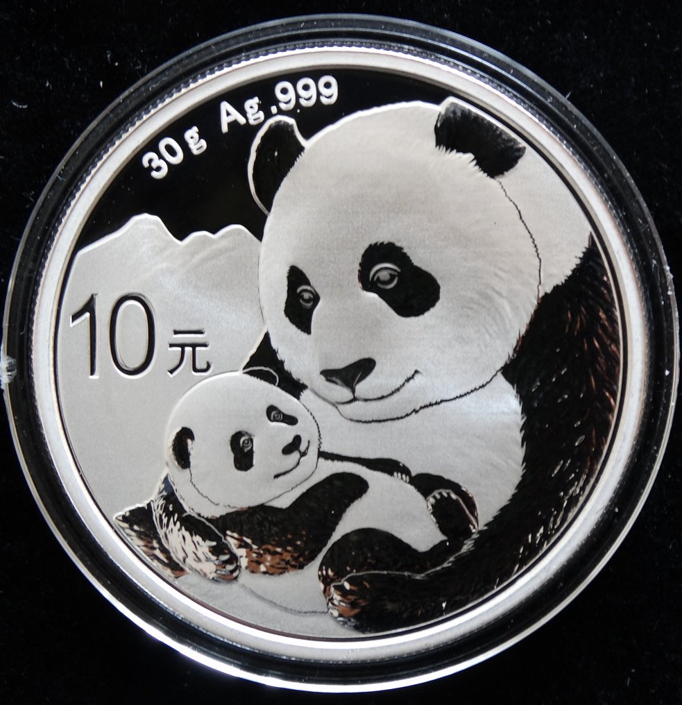 Κίνα. 10 Yuan 2019 Panda 30 gr .999 (χωρίς τιμή ασφαλείας) #1.0