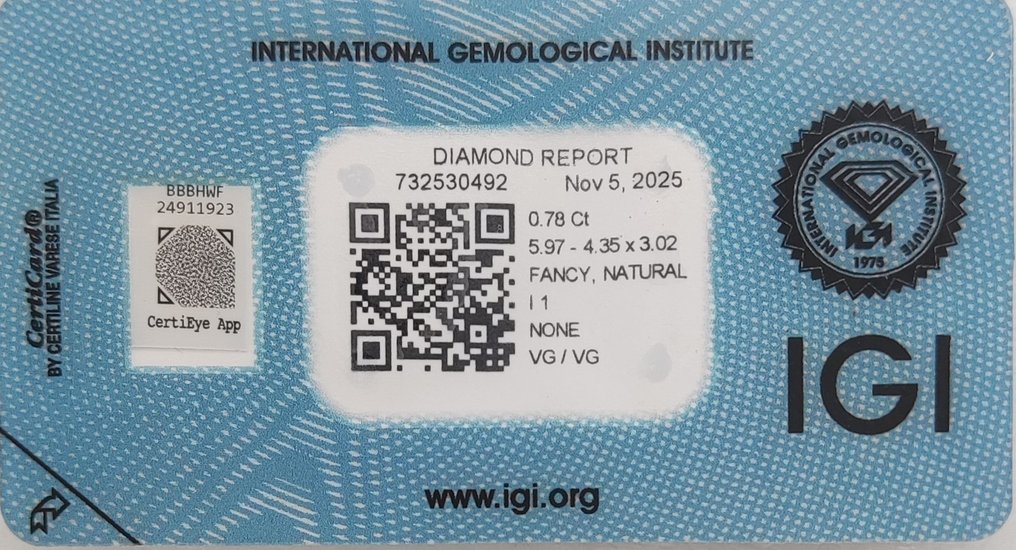 没有保留价 - 1 pcs 钻石 (天然色彩的) - 0.78 ct - 祖母绿 - Fancy 棕色 橙色 - I1 内含一级 - 国际宝石研究院(IGI) #2.1