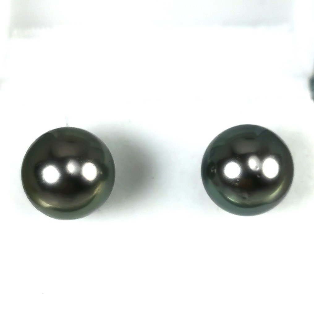 耳环 - 18K包金 黄金 珍珠 - 大溪地孔雀 Ø10x10.5mm #2.1