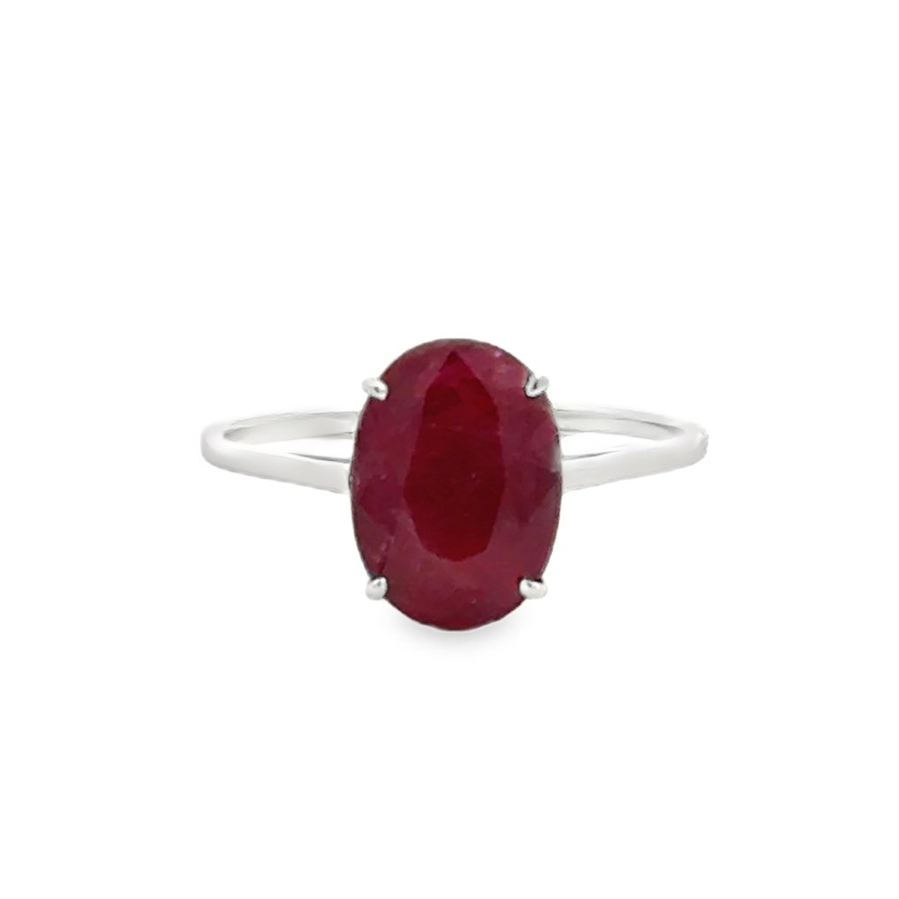 No reserve price - Ring - 14 kt. White gold -  3.28ct. tw. Ruby #1.0