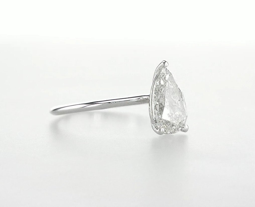 訂婚戒指 - 14 克拉 白金 -  1.50ct. tw. 鉆石 (天然) - GIA #3.2