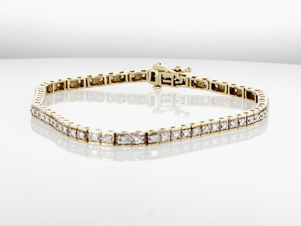 Βραχιόλι τένις - 14 καράτια Κίτρινο χρυσό - 0.92ct. tw. Διαμάντι (Φυσικό) - YKJ0003 #1.0