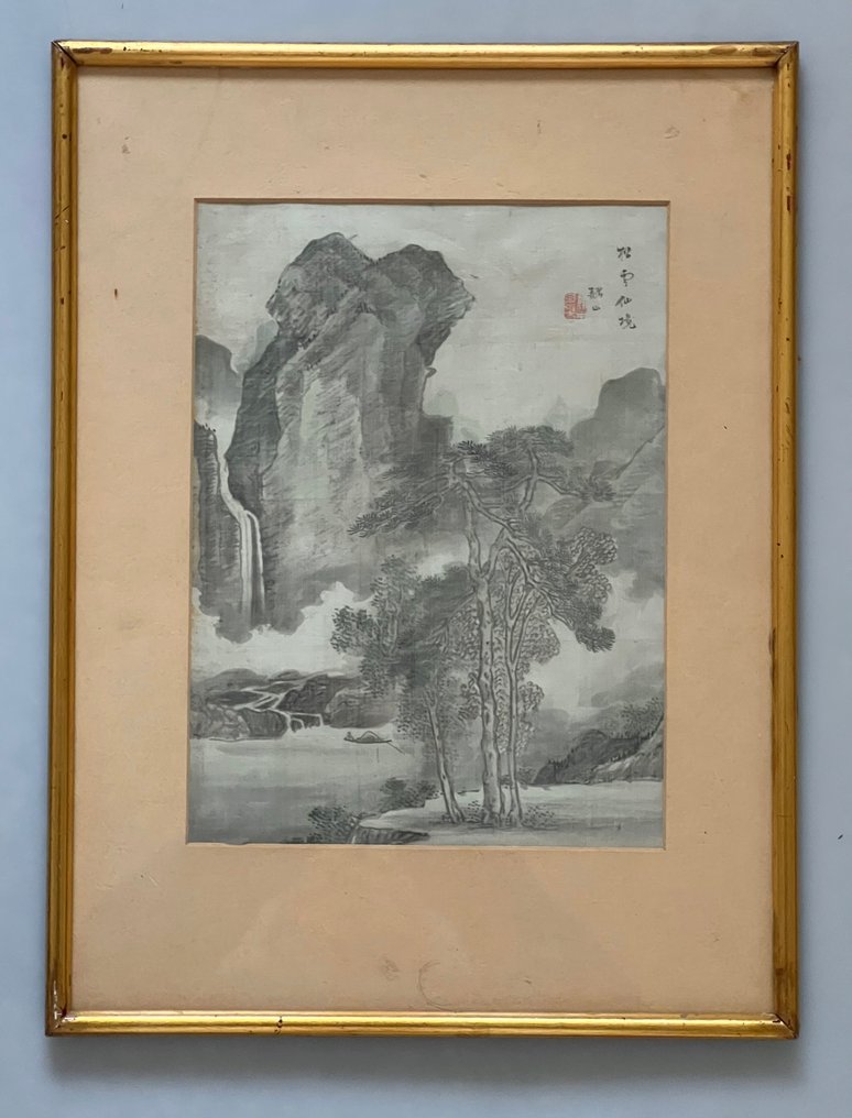 Et smukt kinesisk landskabsmaleri signeret og med rød segl - Kina - Qing-dynastiet (1644-1911) #1.0