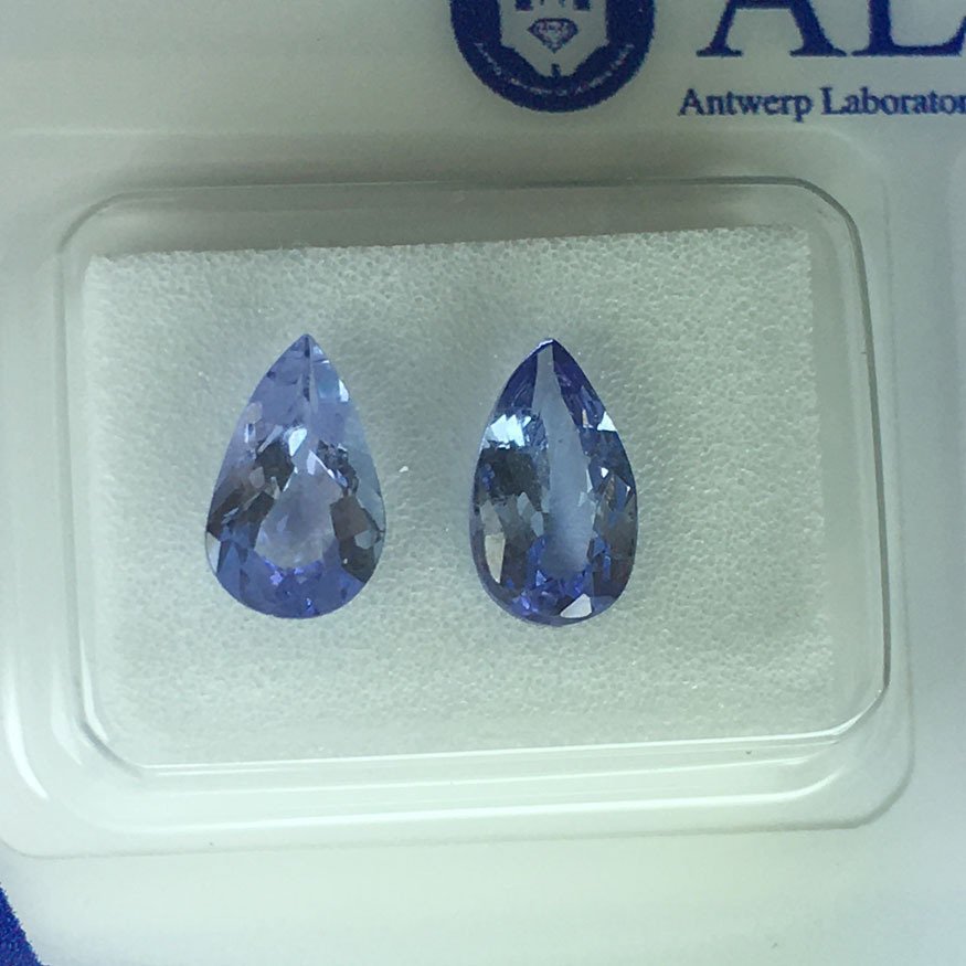 Senza prezzo di riserva - 2 pcs Viola Tanzanite - 1.58 ct - Antwerp Laboratory for Gemstone Testing (ALGT) - Tanzanite naturale #1.0