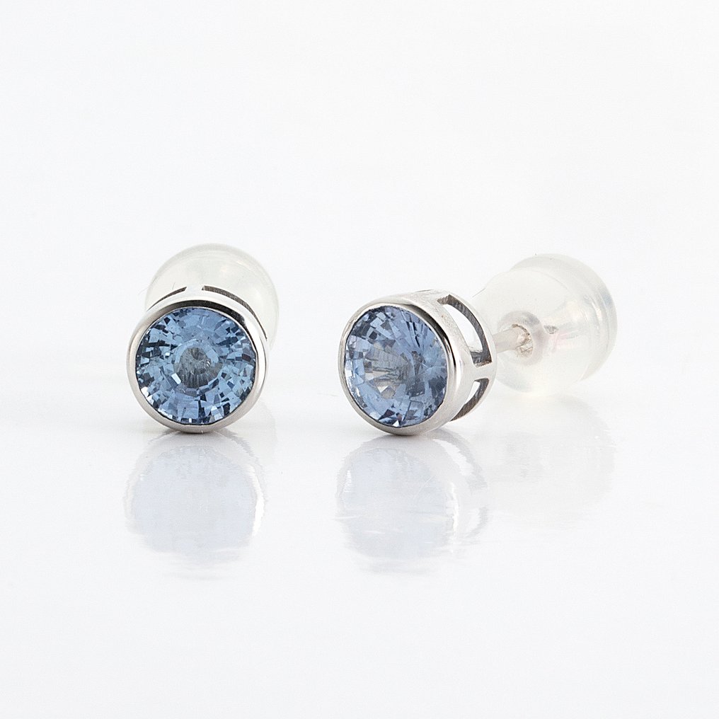 没有保留价 - 耳环 - 18K包金 白金 -  1.00ct. tw. 坦桑石 #1.0