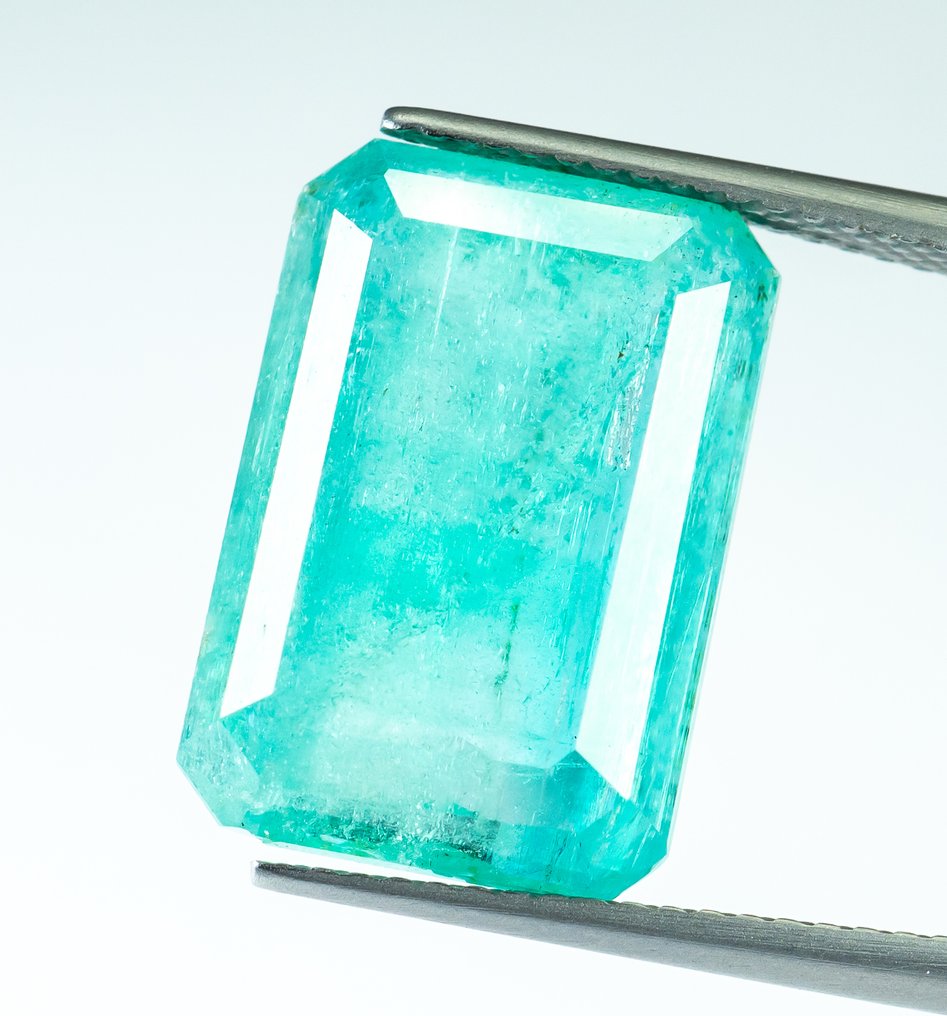 Utan reservationspris Smaragd - 11.01 ct - Bellerophon Gemlab - Blågrön (Nigeria) #1.0