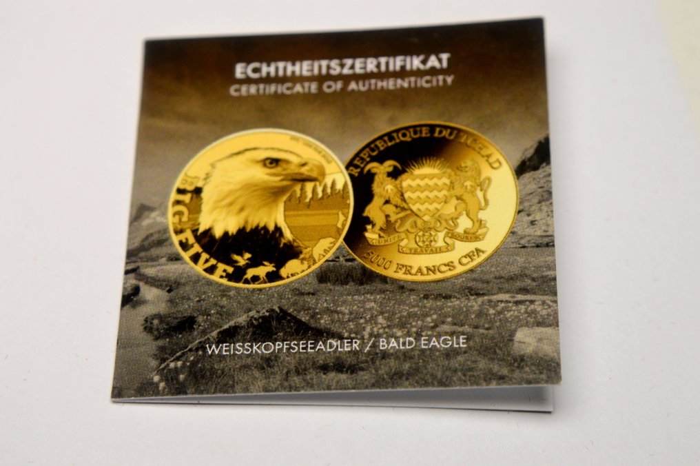 乍得. 5000 Francs 2020 Big Five - Bald Eagle - 1/200oz (.999) (没有保留价) #4.3