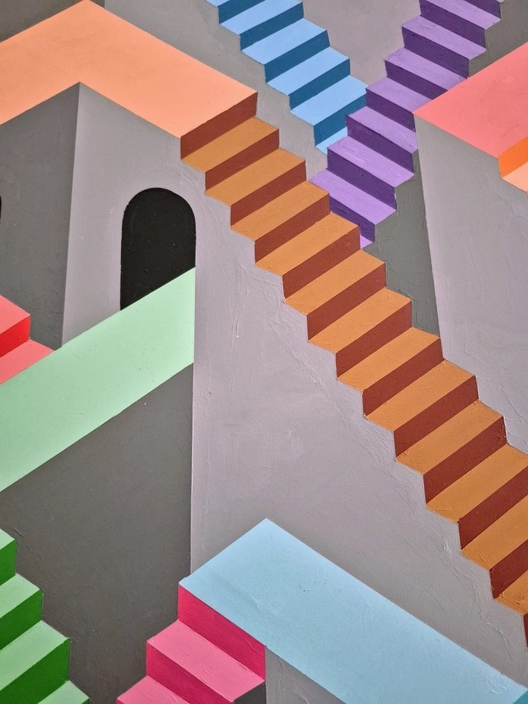 Franklin van Dam - No Way Out – kleurrijk abstract schilderij van Franklin van Dam #4.3