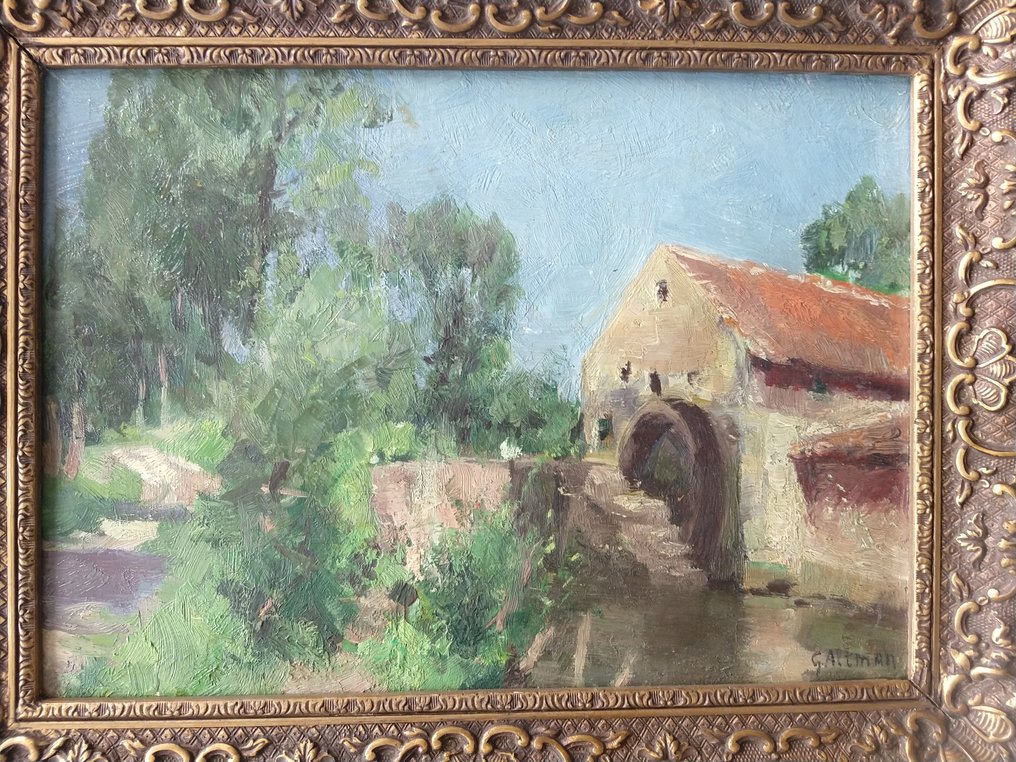 G. Altman (XX) - Watermolen in zomers landschap #2.1