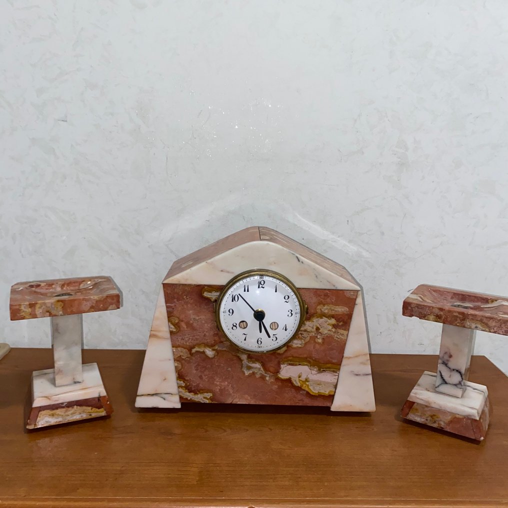 Clock and garniture set  (3) -   Marble - 1960-1970 #1.0