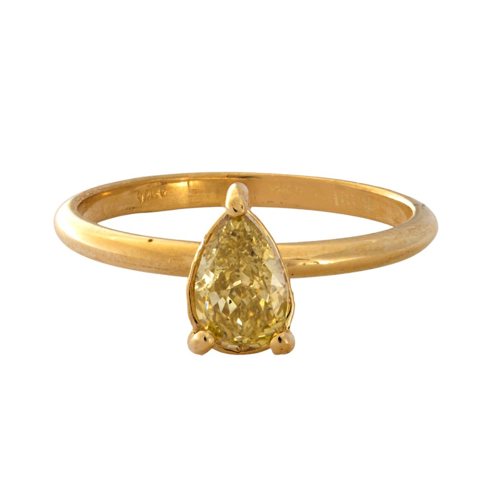 χωρίς τιμή ασφαλείας - Δαχτυλίδι - 14 καράτια Κίτρινο χρυσό -  1.01ct. tw. Κίτρινο Διαμάντι (Φυσικού χρώματος) #1.0