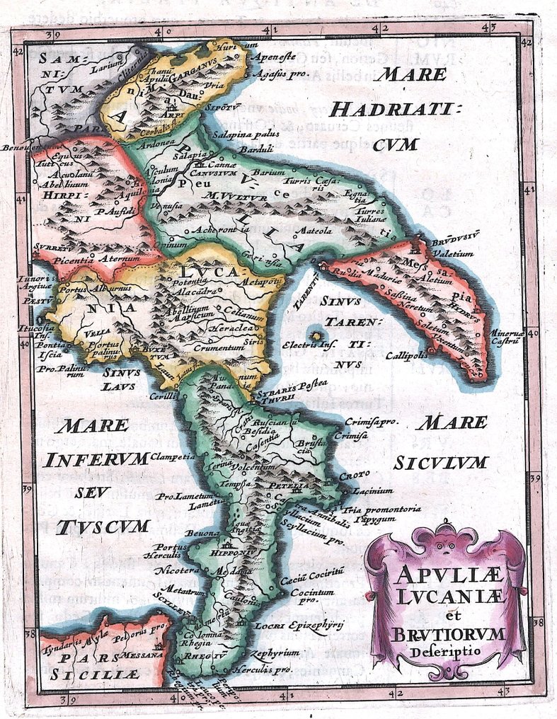 Włochy - Puglia, Basilicata, Campania, Calabria; P. Briet - Apuliae Lucaniae et Brutiorum - 1649 #1.0