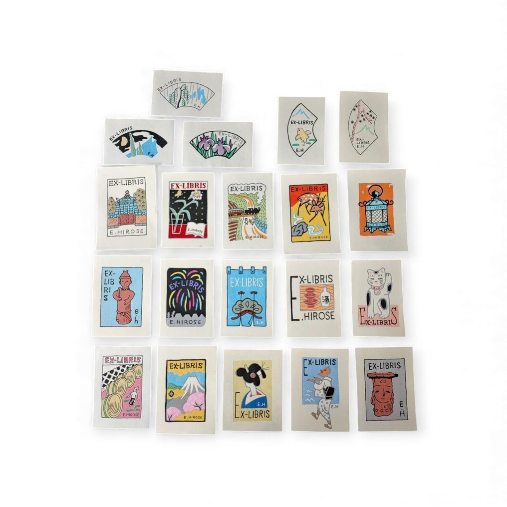 Collezione Ex-Libris di Eiichi Hirose – Venti ex libris giapponesi stampati a mano - Giappone - Periodo Shōwa (1926-1989) #1.0