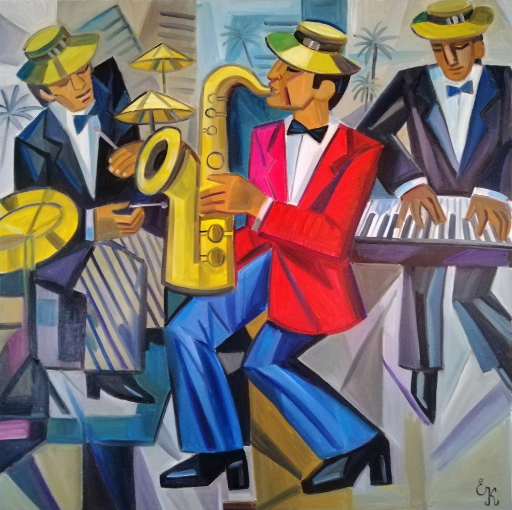 Elena Khmeleva - Jazz improvisations. Large. Œuvre originale, fait à la main #1.0