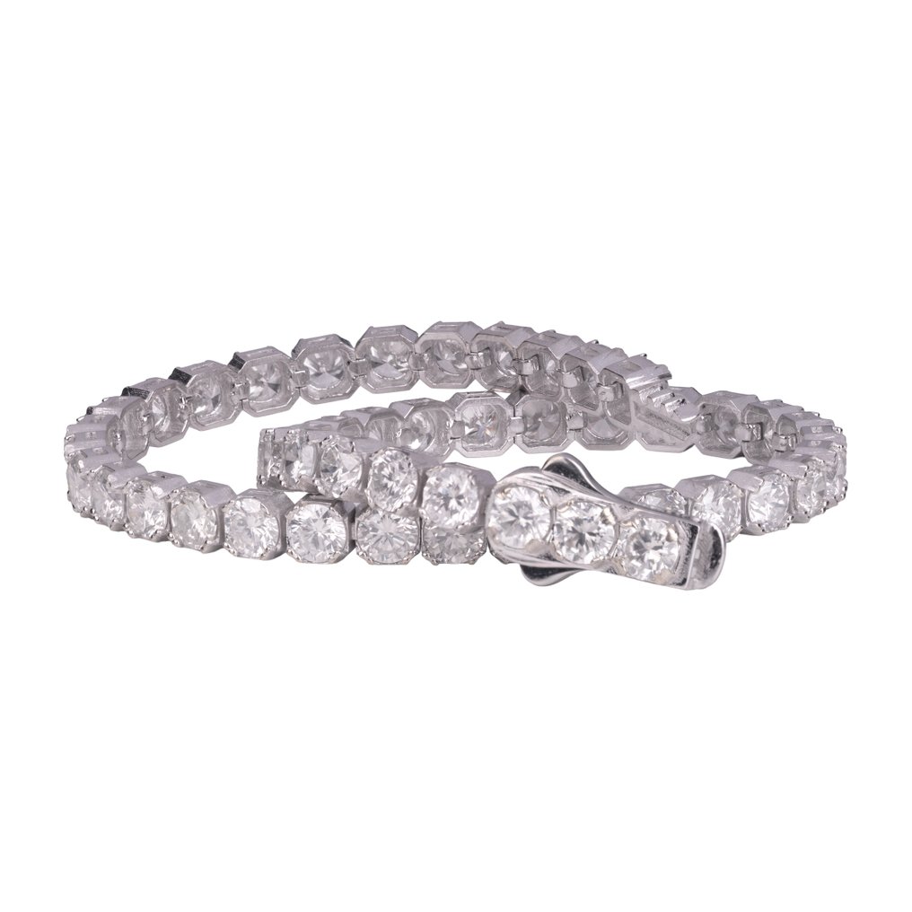 Ei pohjahintaa - Rannekoru - 14 kt. Valkokulta - 7.31ct. tw. Timantti (Luonnollinen) - D-H COLOR SI1-I1 #3.2