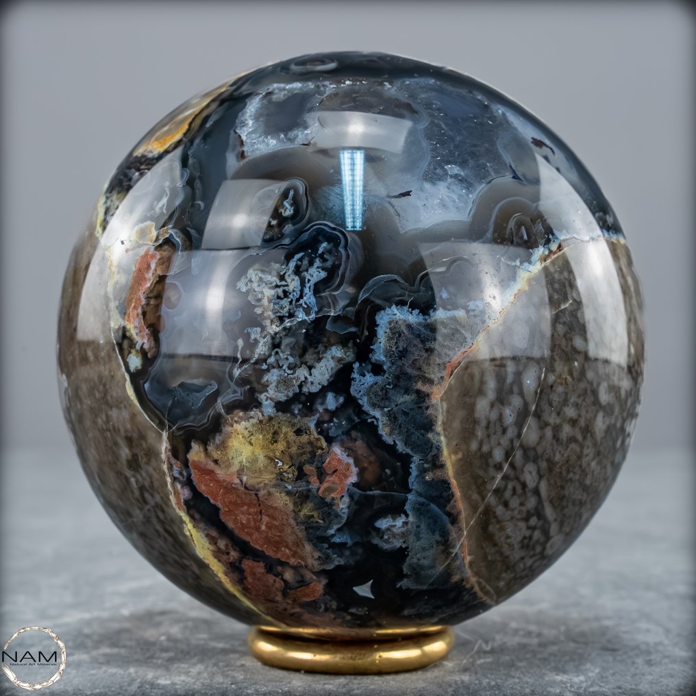 Πολύ σπάνιο! UV-Αντιδραστικό Mossagate. Σφαίρα από τη Βραζιλία- 575.52 g #3.2