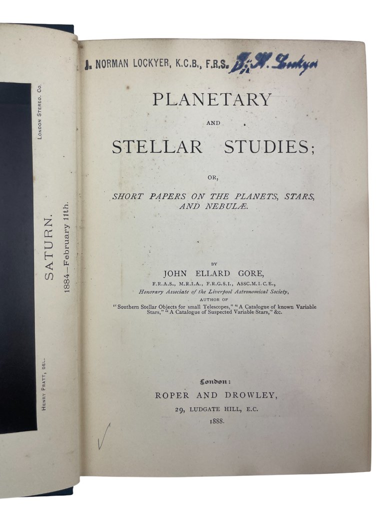 John Ellard Gore - Planetary and Stellar Studies [Provenance: Sir J. Norman Lockyer] - 1888 #2.1