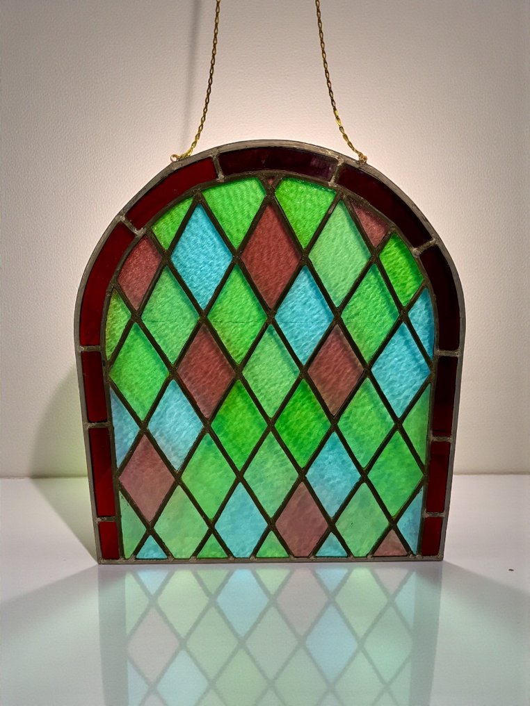 Αντίκες Παράθυρο βιτρό - 1920-1930 - Παραθύροι εκκλησίας - 51 x 58 εκ. - 2,5 κιλά #1.0