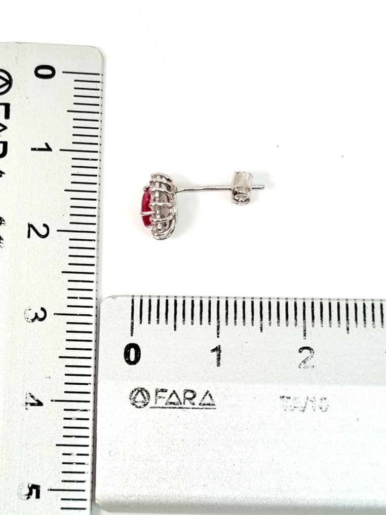 耳环 - 18K包金 白金 红宝石 - 钻石 #2.1