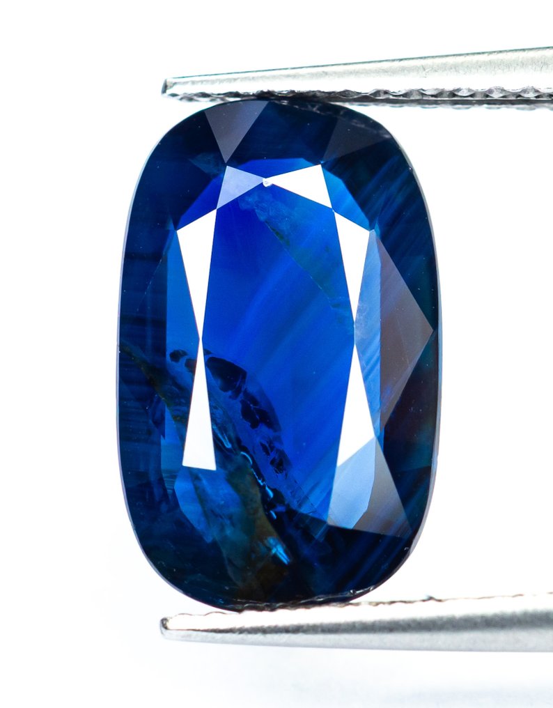 No Reserve Price Sapphire  - 5.21 ct - Bellerophon Gemlab - Deep Blue #1.0